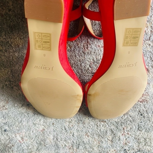 J. Crew Belvedere Red Wedge Sandals with Ankle Strap - Picture 7 of 9